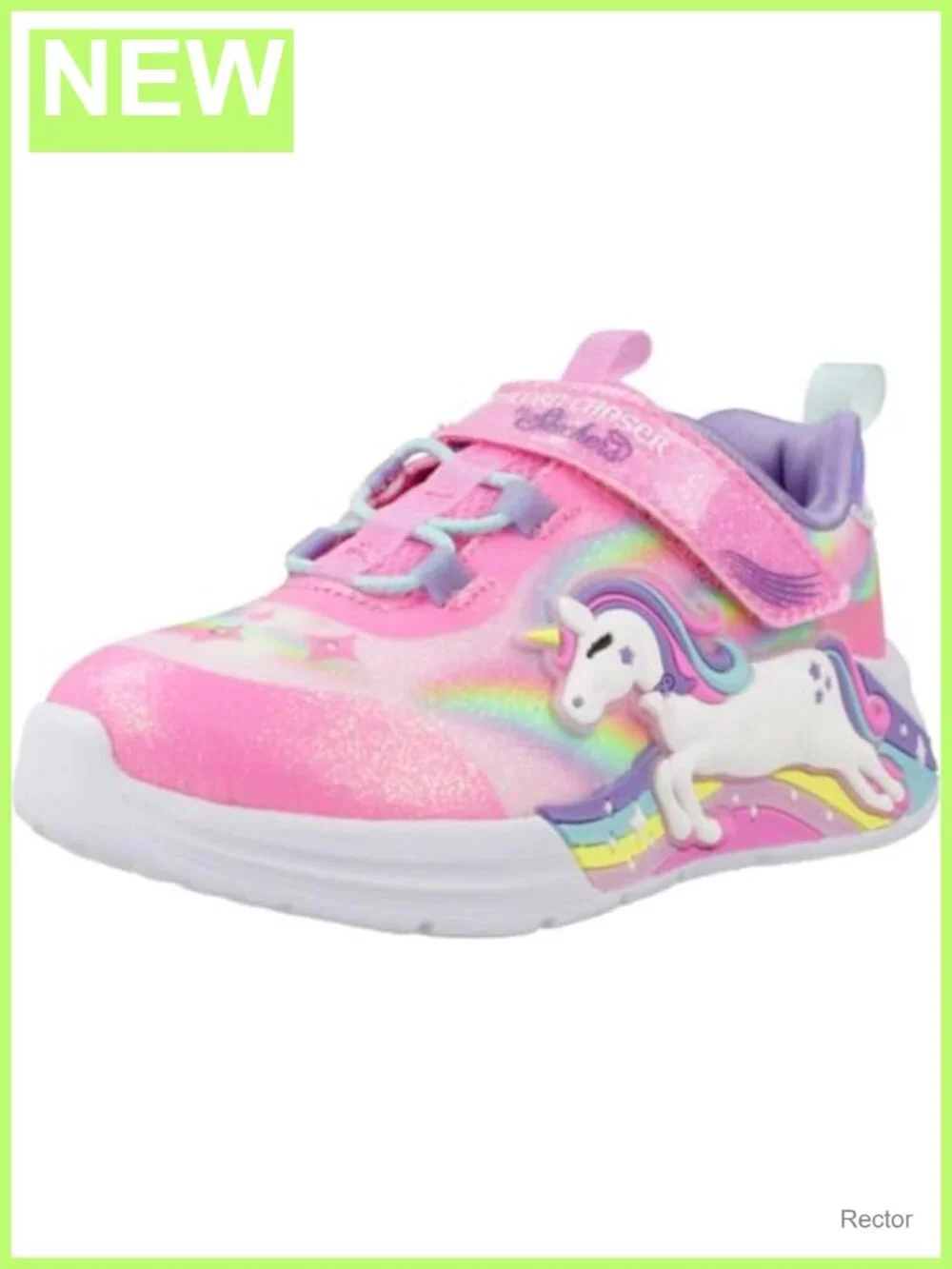 Girls Light Up Unicorn Sneakers with Glittery Rainbow Finish
